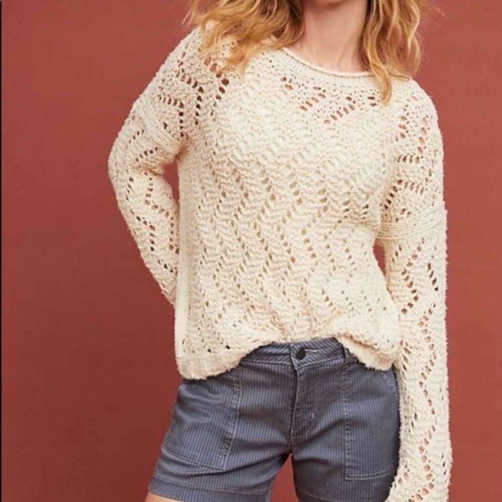 Akemi + Kin Anthro Sable Pointelle Knit Sweater